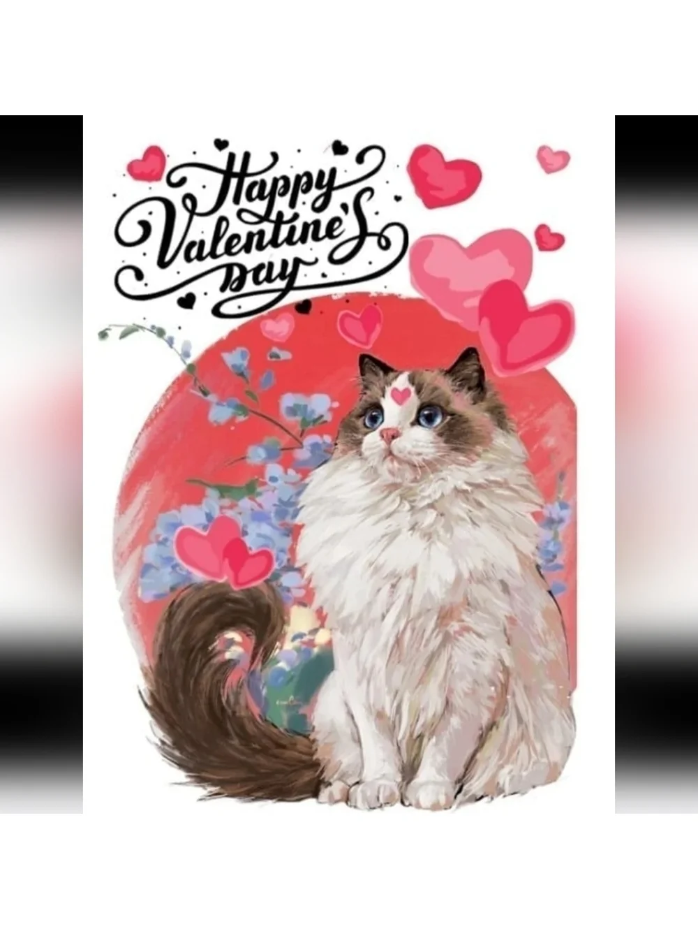 Long Haired Cat Valentines Day Linen Flag 28 x 40inch